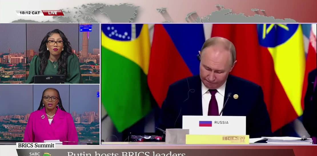 2024 brics summit i vladimir putin hosts leaders: sophie mokoena updates